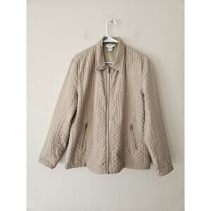 Dorman Womens Large Silk Quilted Jacket Lightweight Beige Tan